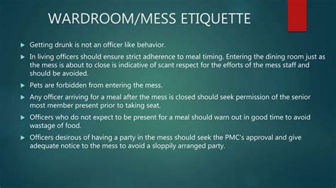 Mess etiquette and customs | PPT