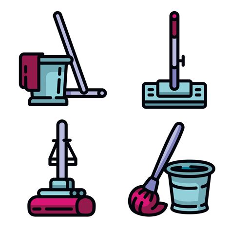 Mop icons set, outline style 8891780 Vector Art at Vecteezy