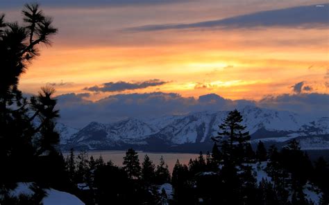 Heavy dark clouds upon the snowy mountain peaks wallpaper - Nature ...