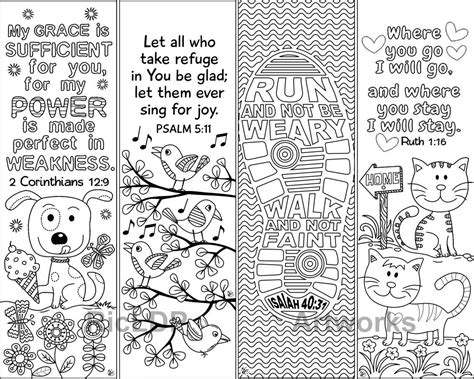 Printable Bible Bookmarks to Color Isaiah 40 31 Matthew 19 26 All Possible With God Cute Cat ...