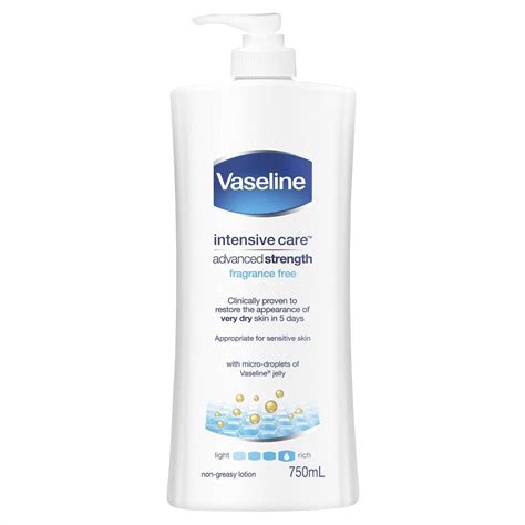 Vaseline Advanced Strength Body Lotion Fragrance Free 750ml | Woolworths