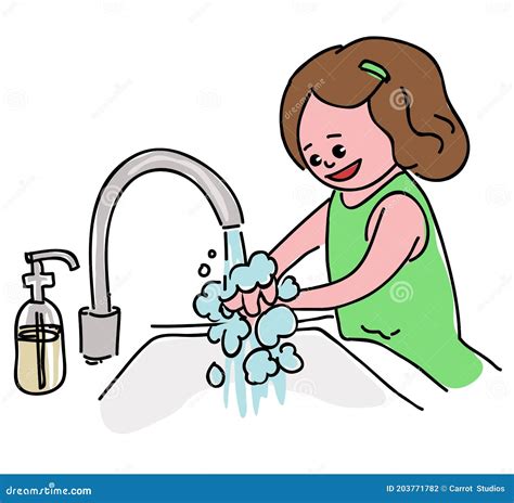 Girl-washing-hands-cartoon-vector-illustration Stock Vector - Illustration of bacteria, cartoon ...