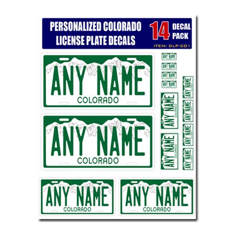 Personalized Colorado License Plate Decals - Stickers Version 1 ...