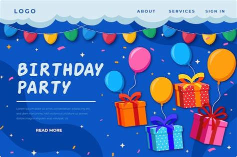 Premium Vector | Birthday landing page template