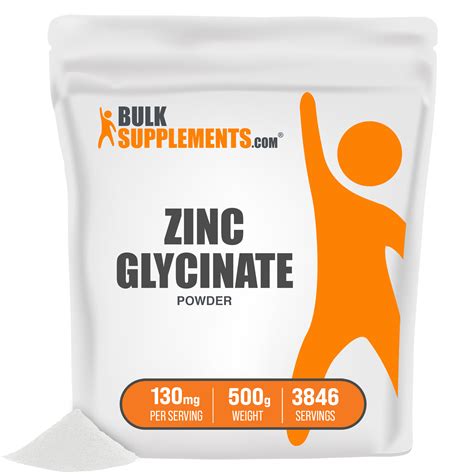 BulkSupplements.com Zinc Glycinate Powder - Zinc 40mg - Vegan Zinc ...