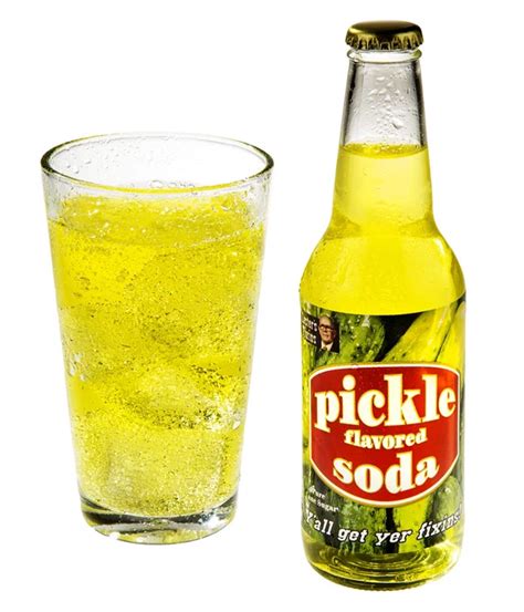 Pickle Soda Pop: A carbonated soft drink with a sweet pickle taste.