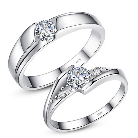 Round-cut Solitaire Promise Rings For Couples In 925 Sterling Silver ...