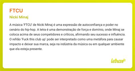 Significado da música FTCU (Nicki Minaj) - LETRAS.MUS.BR