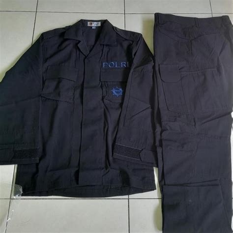 HITAM Pdl Uniform Black Rate Polri Tactical Brimob Original | Shopee ...