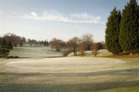 Golf Course on a Snowy Winter Morning Stock Photo - Image of landscape, hole: 12722942