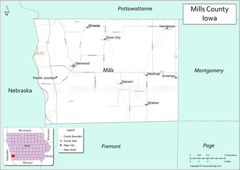 Map of Mills County, Iowa - Where is Located, Cities, Population ...