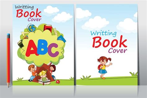 Premium Vector | School book Cover template with Kids Cartoon ...