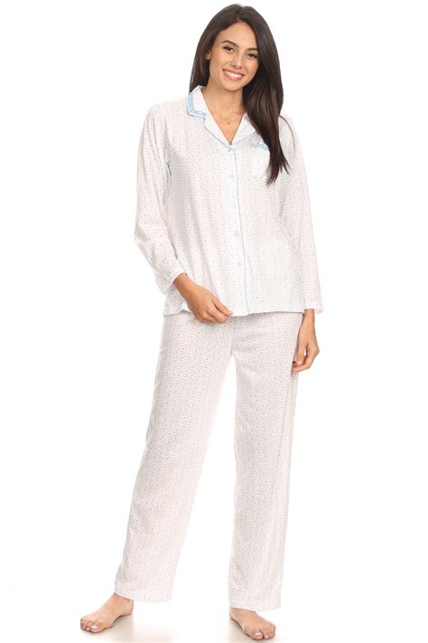 2125 Womens Sleepwear Pajamas Woman Long Sleeve Button Down set White XXL - Walmart.com