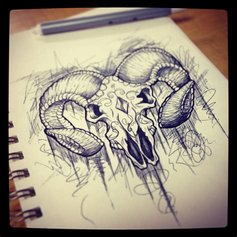 Ram skull doodle Más Ram Tattoo, Sternum Tattoo, Wings Tattoo, Tattoo ...