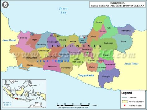 Jawa Tengah Map, Map of Jawa Tengah Province, Indonesia