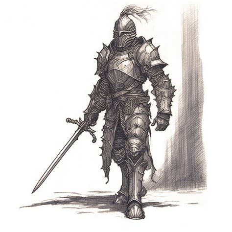 Premium AI Image | a drawing of a knight with a sword and a sword.