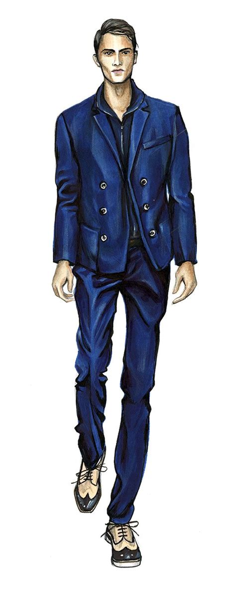 Elegant Man in Blue Suit | Fashion sketches men, Mens fashion illustration, Fashion sketches