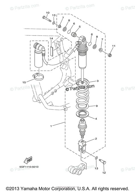 Yamaha Motorcycle 2000 OEM Parts Diagram for Rear suspension ...