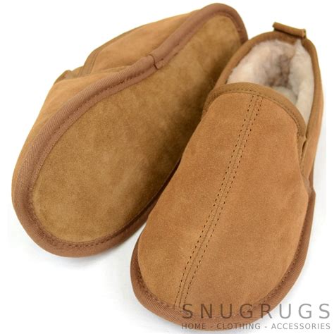 Victor - Mens Sheepskin Slippers with Soft Sole - Chestnut – SNUGRUGS