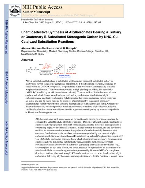 (PDF) ChemInform Abstract: Enantioselective Synthesis of Allylboronates ...