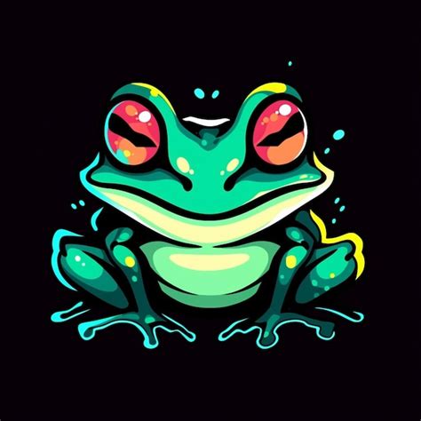 Premium AI Image | A close up of a frog with bright eyes on a black background generative ai