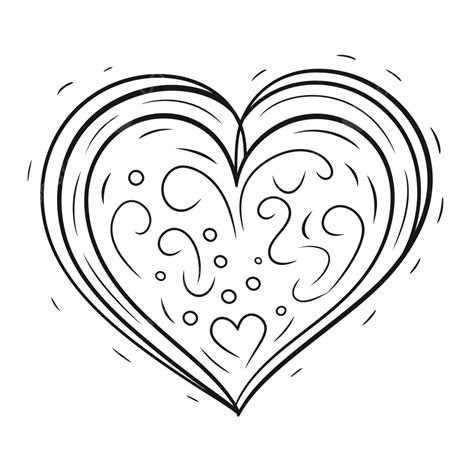 An Illustration Of An Outline Heart Drawing With Swirls Sketch Vector ...