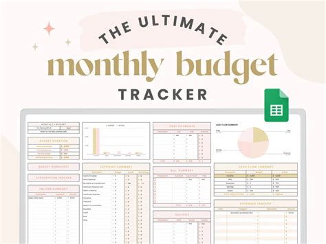 5 Best Aesthetic Monthly Budget Finance Tracker Google Sheets Digital ...