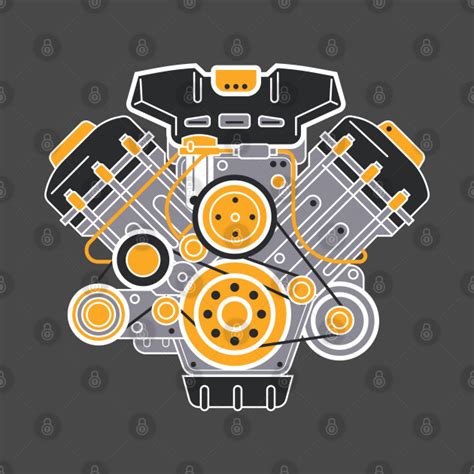 V8 Engine Diagram - V8 Engine - Pin | TeePublic