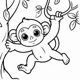 Premium Vector  Monkey Swinging From Tree Coloring Page For Toddlers sketch template