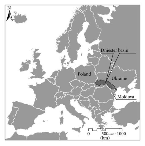 Location of the Dniester river basin in Europe. | Download Scientific ...