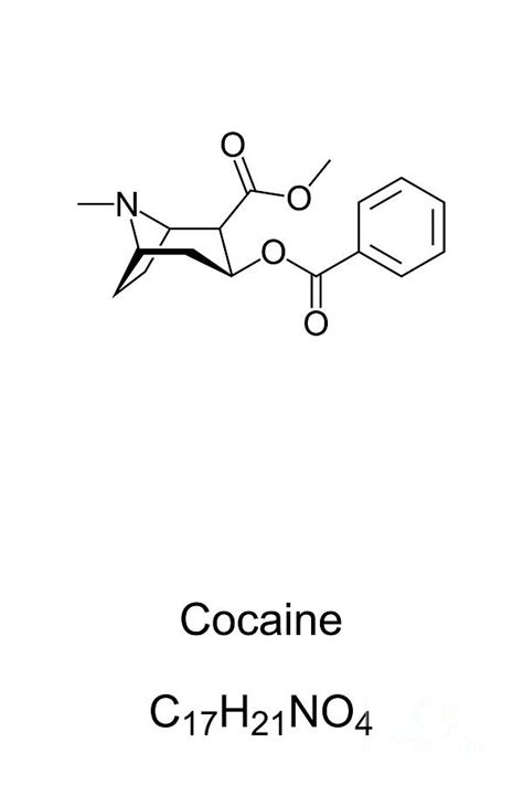 Cocaine, also known as coke, chemical structure and formula Digital Art ...