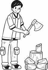 Premium Vector  Hand Drawn man Chopping Firewood Illustration In sketch template