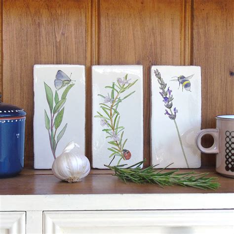 Lavender And Bee Ceramic Wall Art Tile By littlebirdydesigns | notonthehighstreet.com