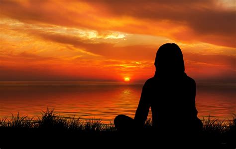 Woman Watching Sunset - Around the Writer's Table