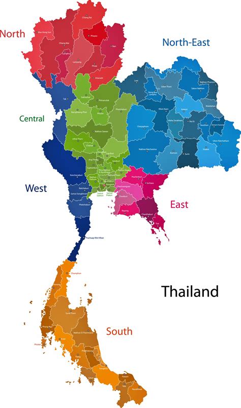 Thailand Map of Regions and Provinces - OrangeSmile.com