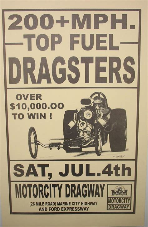 Reproduction Drag Race Event Posters-Motorcity Dragway