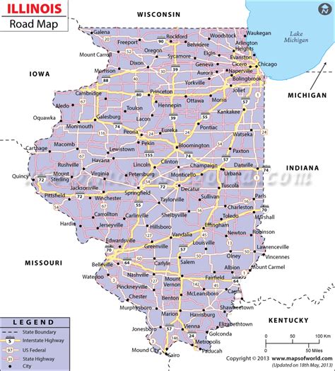 Illinois Road Map, Road Map of Illinois