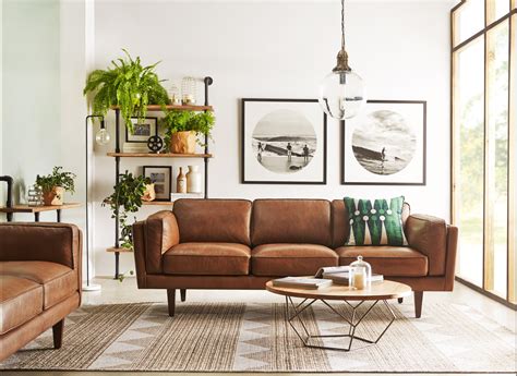 Brown couch living room, Mid century modern living room decor, Modern ...