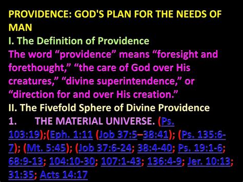 PPT - PROVIDENCE: GOD'S PLAN FOR THE NEEDS OF MAN I. The Definition of Providence PowerPoint ...