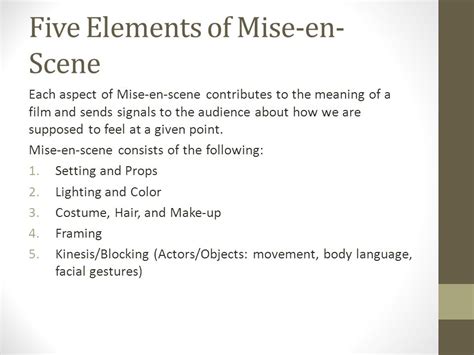 5 Elements Of Mise En Scene - slideshare