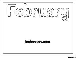 February Printable Coloring Activity Sheet