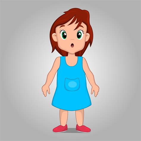 Cute Little girl thinking pose, 2d cartoon character vector 14992099 Vector Art at Vecteezy