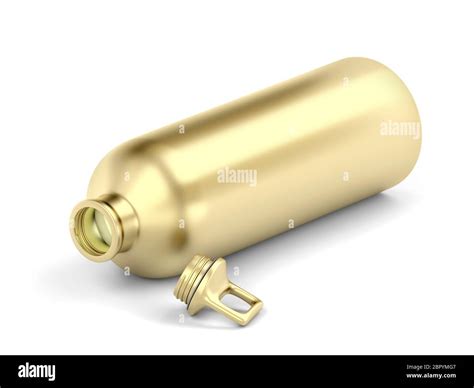 Golden water bottle on white background Stock Photo - Alamy