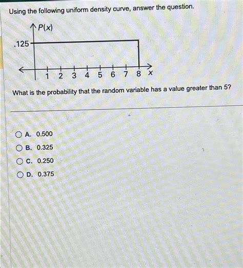 Solved Using the following uniform density curve, answer the | Chegg.com