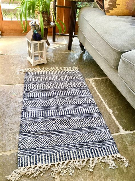 Boho style Scatter rug Tasselled Tufted Textured /Bath mat/ scatter rug by WildThymeInteriors on ...