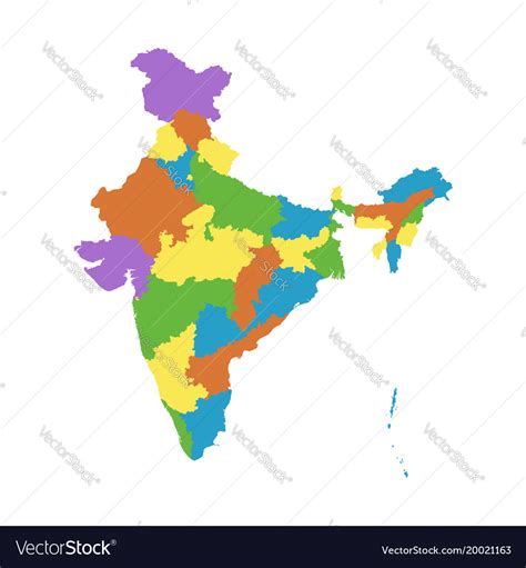 India map with federal states flat Royalty Free Vector Image