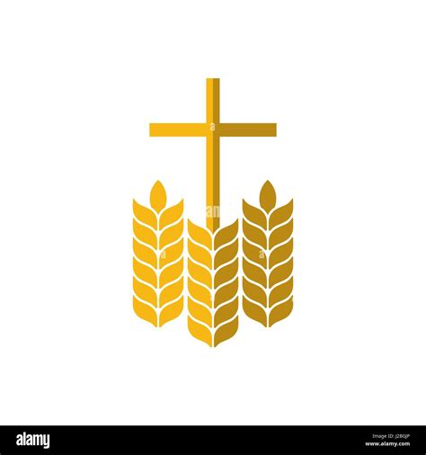 church logo. christian symbols. Cross and ripe ears of wheat Stock ...