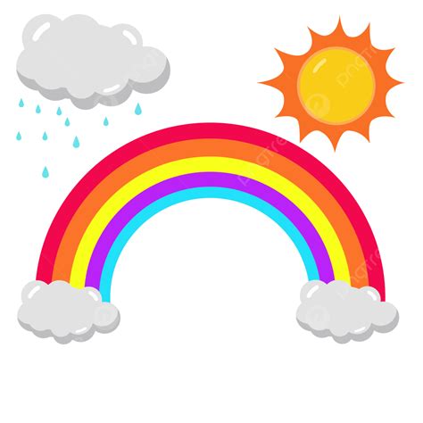 Cloudy Sun Clipart PNG Images, Rainbow And Sun Cloudy Drizzle, Rainbow ...