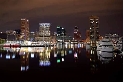 Baltimore Inner Harbor at night [01] | Baltimore inner harbor, Inner ...