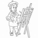 Coloring Page With Painting Artist Stock Vector  Illustration Of Board sketch template